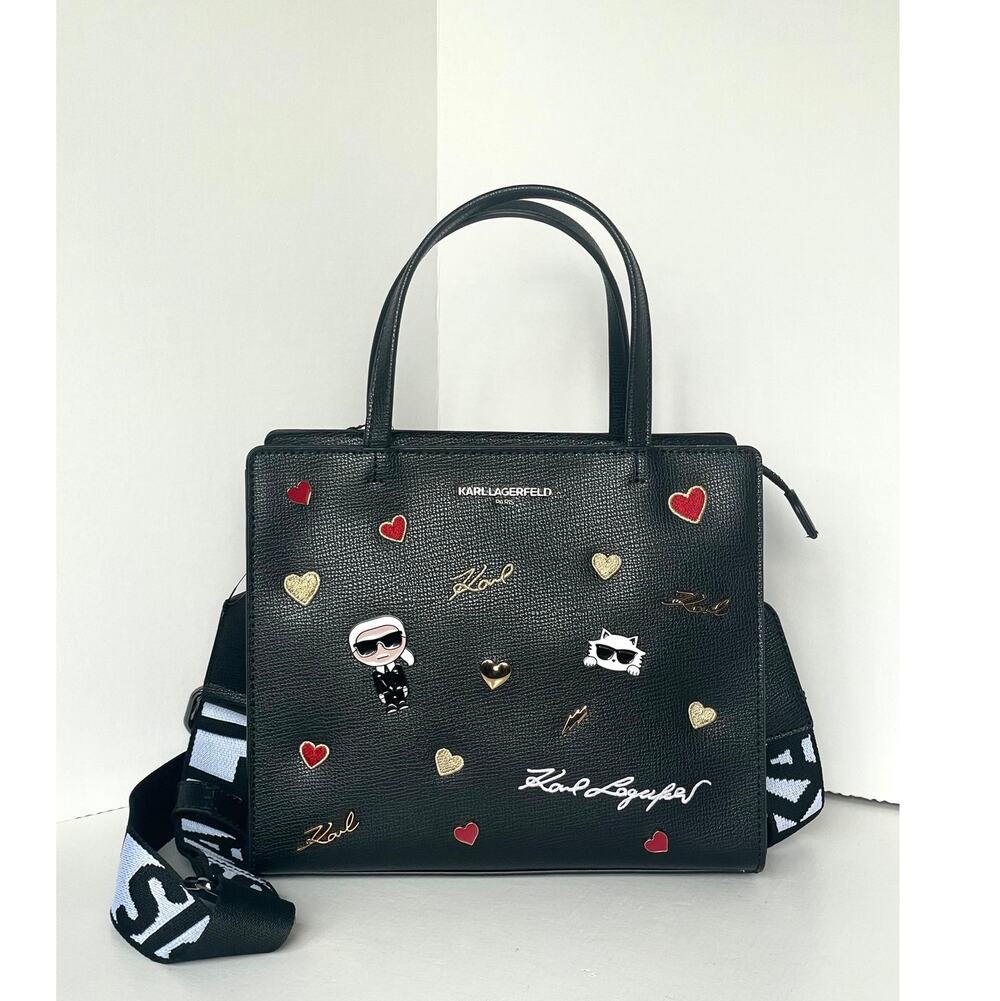 Karl Lagerfeld Maybelle Black Ikons Pin Satchel